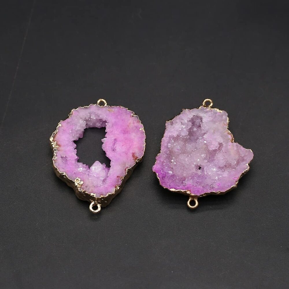 2124 natural stone connectors colorful irregular druzy geode light purple - Picture 6 of 7